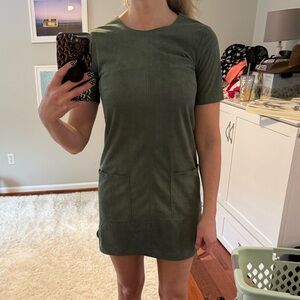 JADE Green faux Suede Mini Dress
